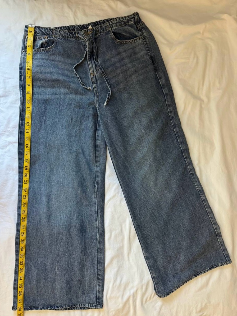 Splendid TENCEL Wide-Leg Jeans Womens Sz Med Blue Wash Lyocell Drawstring - Picture 5 of 7